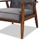 Baxton Studio Sorrento Grey Velvet Upholstered Walnut Finished Wooden Lounge Chair 160-9937 - alternate 4